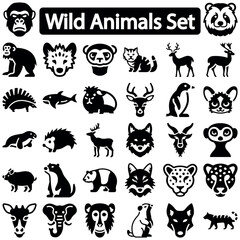 Wild animals icon set