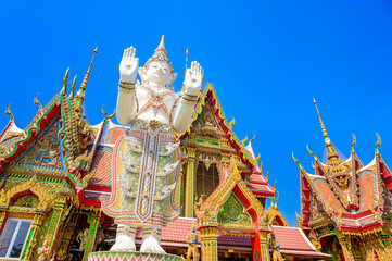 Beautiful temple decorated with Thai style stucco art of Wat Sriutumpron in Nakhon Sawan Province.