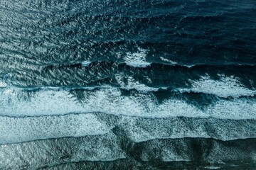 Waves coming in one after another in caribbean sea