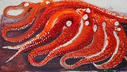 Pintura abstracta y arte de texturas inspiradas en calamares. - obrazy, fototapety, plakaty