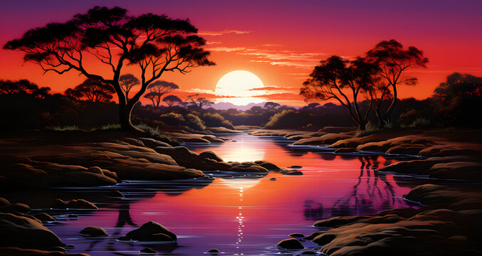 a beautiful night is reflected in a river
