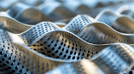 A detailed shot of a flexible rubber material layered between two sheets of metal forming a sandwichlike structure. innovative design is a prime example of how acoustic