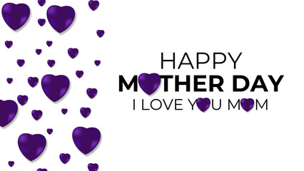 Mother's day greeting design with beautiful blossom flowers. purple background with hearts. Best Mom ever greeting card. fashion ads, poster, flyer, card, cover, poster. vector illustration