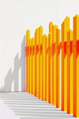 Obraz premium A row of orange wooden fence posts. Generative AI.