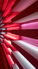 A red and white striped wall with red lights. Generative AI.