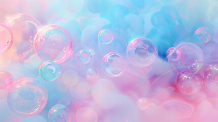 Enchanting Pastel Background with Soft Pink and Blue Bubbles