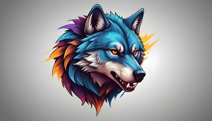 colored wolf head mascotn vector illustration design