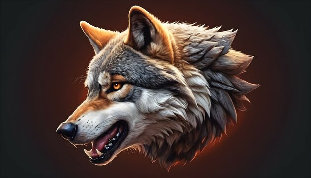 colored wolf head mascotn vector illustration design
