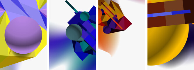 Minimal geometry. Circle, line and square design. Trendy techno business template for wallpaper, banner, background or landing