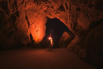 light in the cave - obrazy, fototapety, plakaty