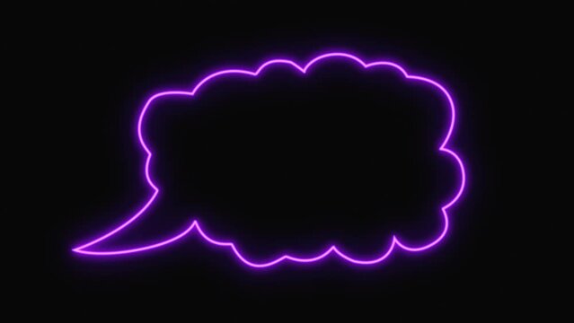 Animation of Neon Light Elements with cloud shape Speech Bubble Icons