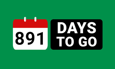 891 days to go last countdown. eight hundred and ninety one days go sale price offer promo deal timer, 891 days only