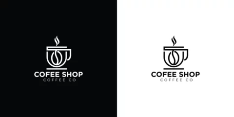 Fotobehang coffee cofe logo design modern and minimal logotype © Hasboona