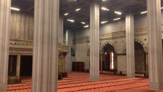 The interior of Blue Mosque in Istanbul while it was under renovation. 