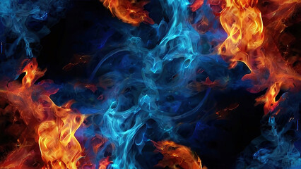 abstract background with blue and orange smoke in the form of a wave