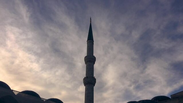 The minaret of a grand mosque in Istanbul 