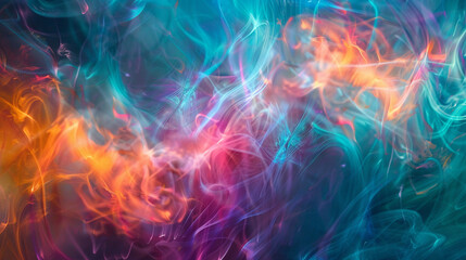 Ethereal abstract smoke in vibrant blue, purple, and orange hues with dynamic swirls.