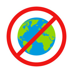 Vector No Globe or Earth Sign on White Background