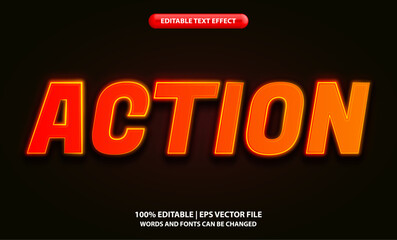Action red neon editable text effect style