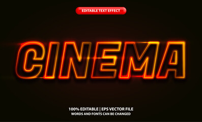 Cinema red neon editable text effect style