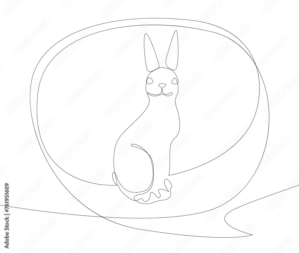 Poster one continuous line of speech bubble with easter bunny. thin line illustration vector concept. conto