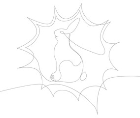 One continuous line of speech bubble with Easter Bunny. Thin Line Illustration vector concept. Contour Drawing Creative ideas.