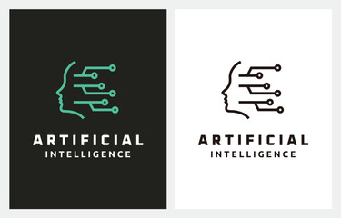 Brain Human Artificial Abstract Smart Tech logo design vector icon 
