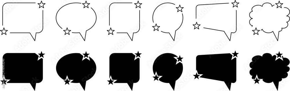 Poster collection of conversation bubble frames, comment and message borders. cartoon style vector for post