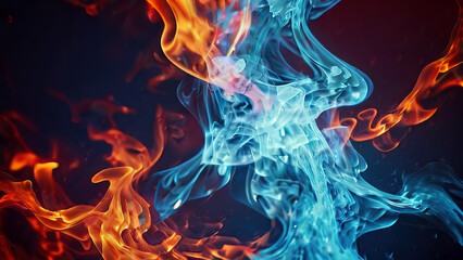abstract background with blue and orange smoke in the form of a wave