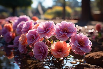 Pink flowers in water, creating a beautiful natural landscape