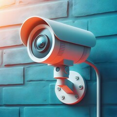 a camera close up on brick wall