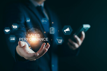 Sales performance management concept. Improve sales efficiency, agile CRM, Strategic Decision...