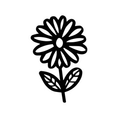 simple doodle flower, black and white ink pen drawing.