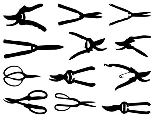 Garden scissors silhouette vector art white background