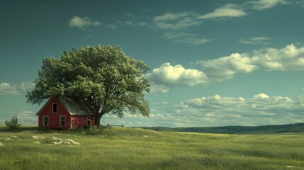 Red House on Green Field