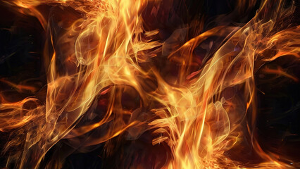Fototapeta premium Fire flames on a black background as an abstract background