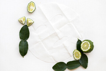 herbal aroma sheet mask health care for skin face extract kaffir lime arrangement flat lay style on...