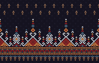 Geometric pixel fabric pattern Cross Stitch 084