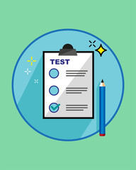 Test flat design Icon isolated, education. Vector