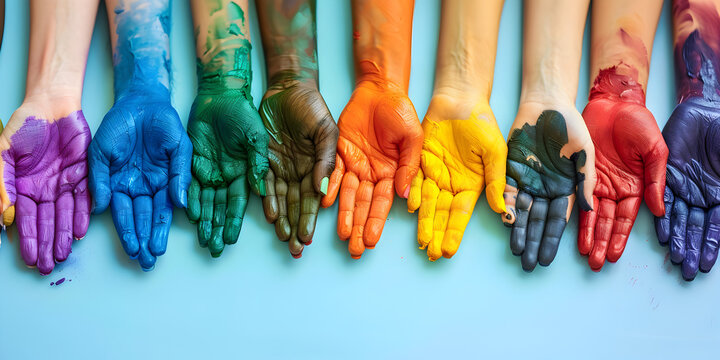 Children's hands painted,