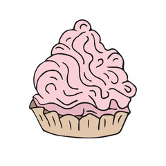 Vector hand drawn doodle sketch pink cake isolated on white background