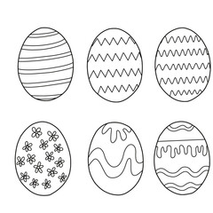 Set of Easter eggs with different textures on a white background.
