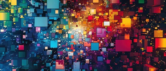 A digital background featuring a colorful - obrazy, fototapety, plakaty