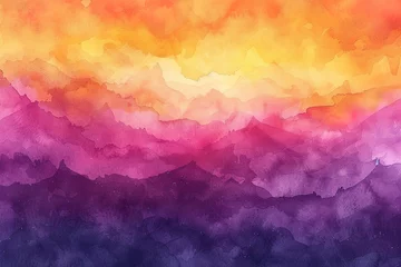 Tuinposter abstract watercolor background sunset sky orange purple © abstract Art