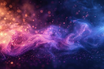 Blue and purple smoke with shiny glitter particles abstract background