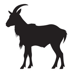 A black silhouette of a Goat clip art