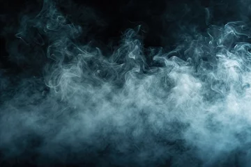 Keuken spatwand met foto Blurred clouds of smoke in a black room in color. Dark background space. © abstract Art