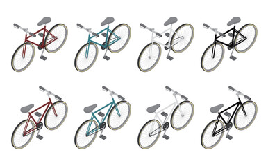 Fototapeta premium アイソメトリックイラスト:自転車セット