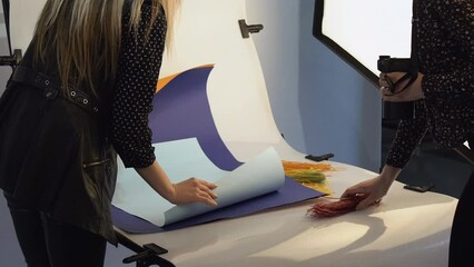 Backstage photography shoot preparing women work - Powered by Adobe