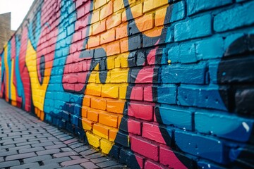 Close-up on multicolored graffiti wall